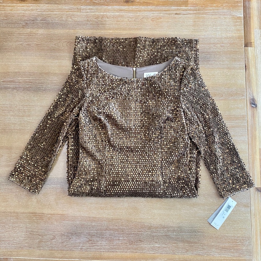 NWT Gold Sequin Eliza J Dress size 8